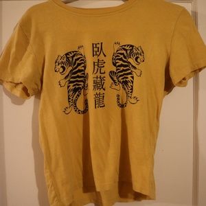 Mustard yellow graphic crop top